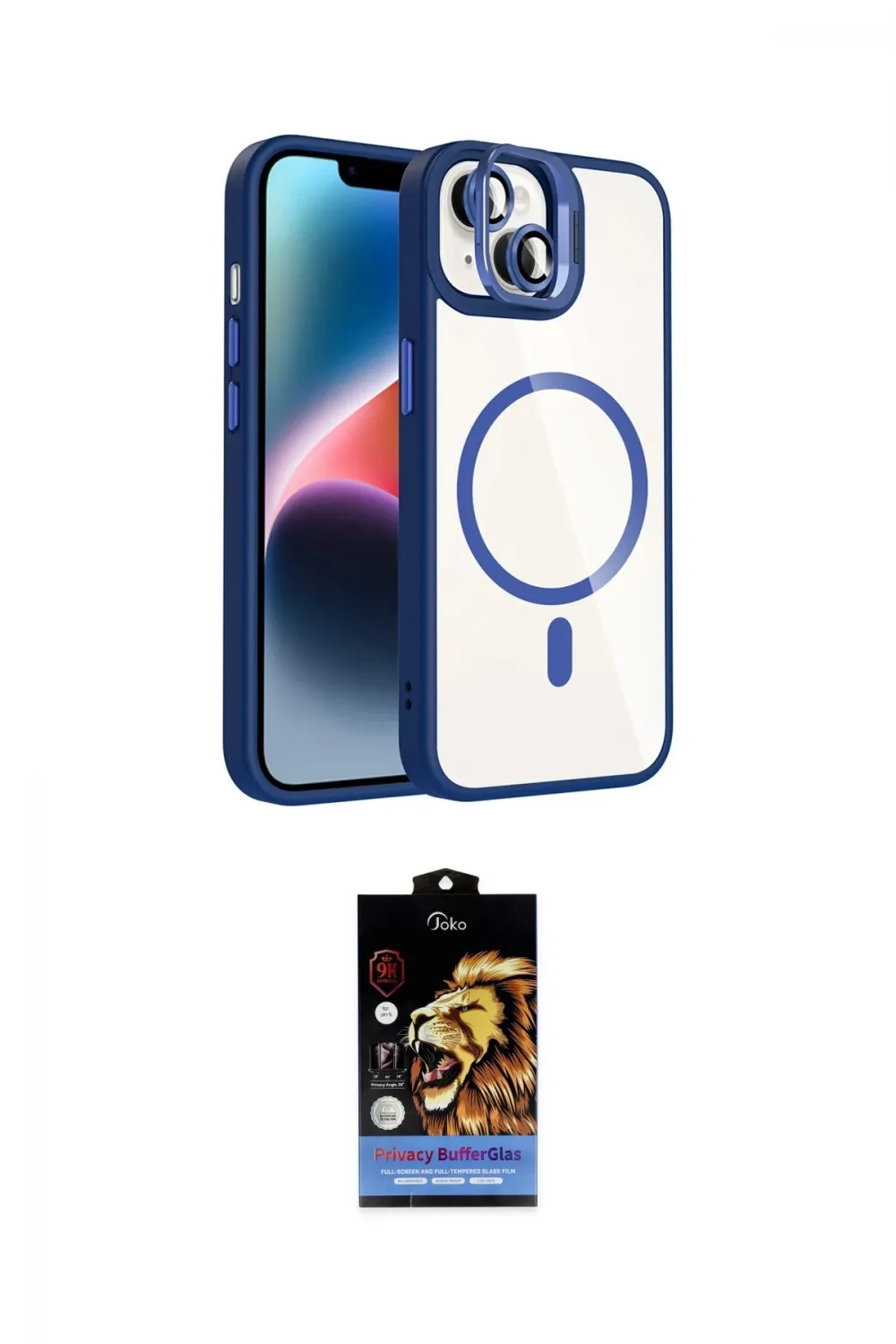 ieg™ iPhone 14 Kılıf Yadigar Asil Koleksiyonu - Siyah Buffer Hayalet Cam Ekran Koruyucu