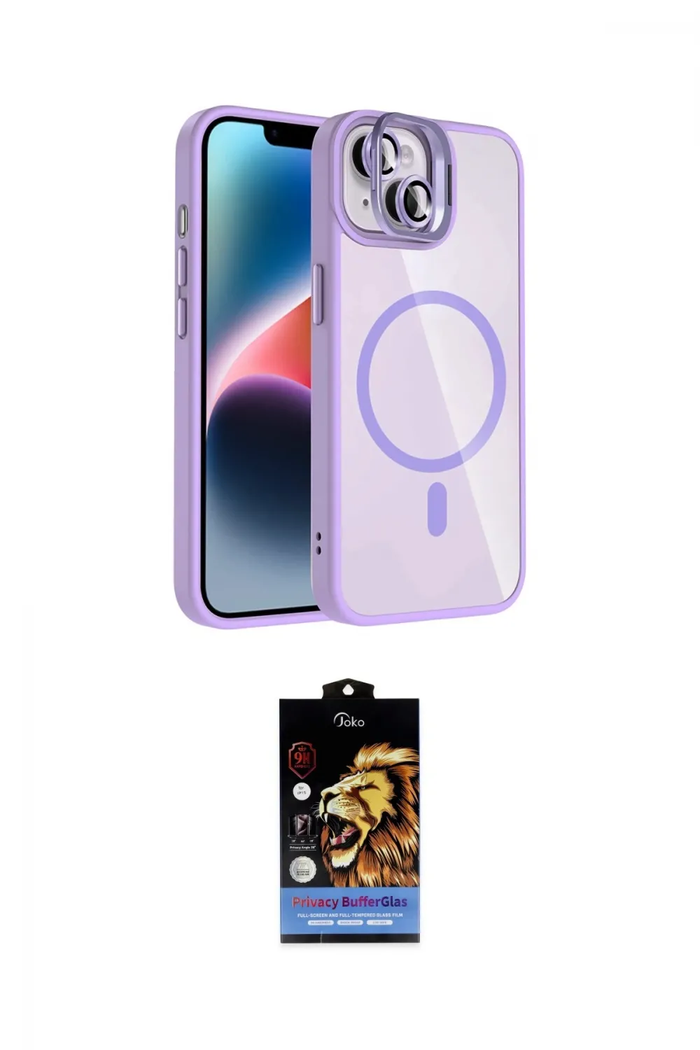 ieg™ iPhone 14 Kılıf Yadigar Asil Koleksiyonu - Siyah Buffer Hayalet Cam Ekran Koruyucu