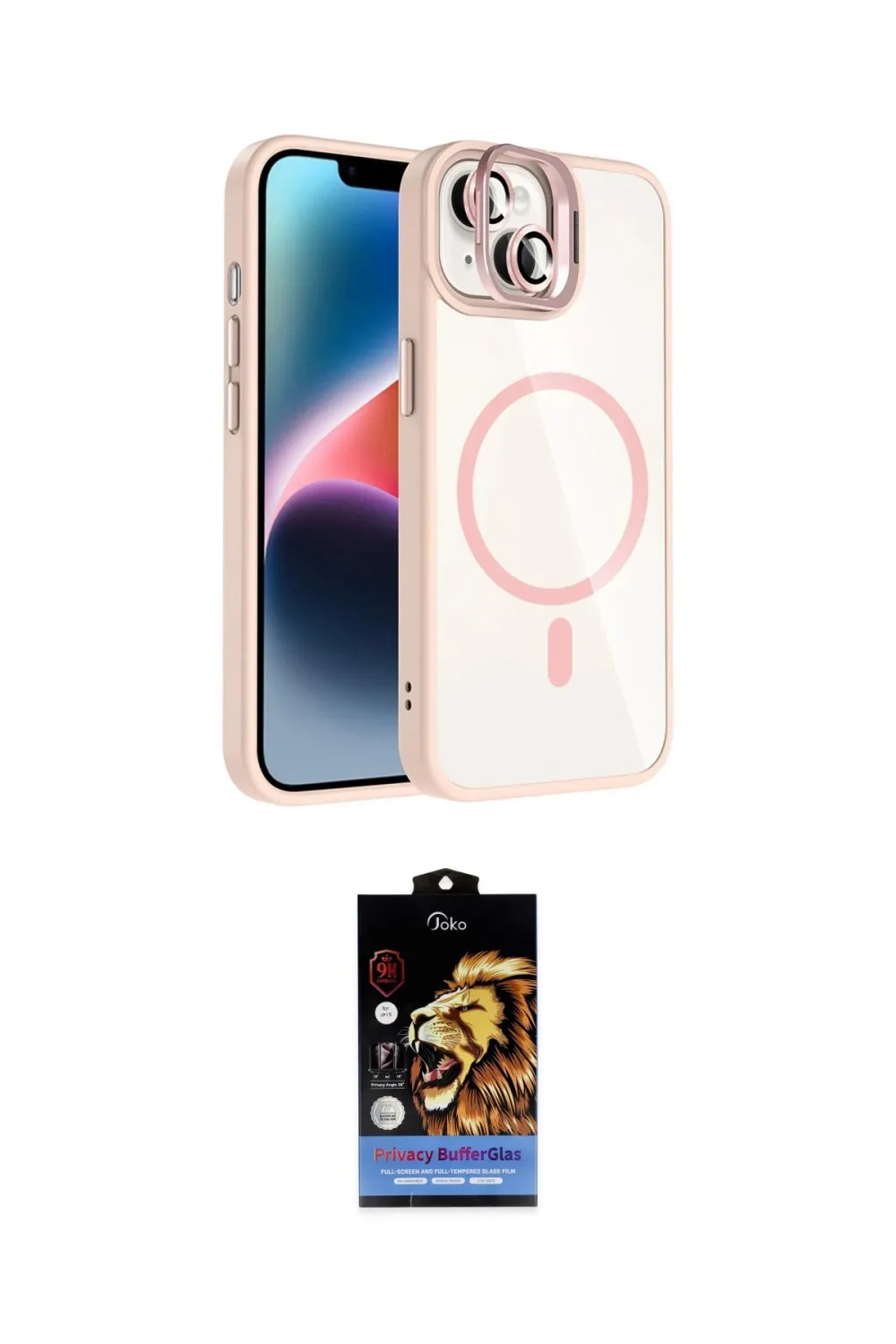 ieg™ iPhone 14 Kılıf Yadigar Asil Koleksiyonu - Siyah Buffer Hayalet Cam Ekran Koruyucu