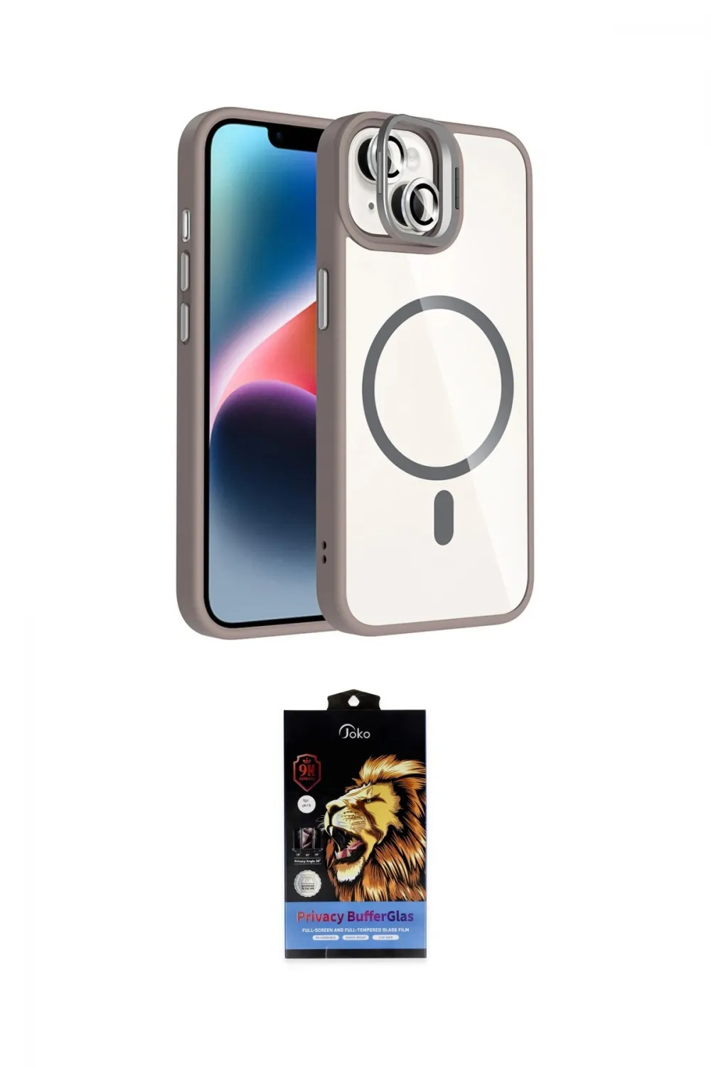 ieg™ iPhone 14 Kılıf Yadigar Asil Koleksiyonu - Siyah Buffer Hayalet Cam Ekran Koruyucu