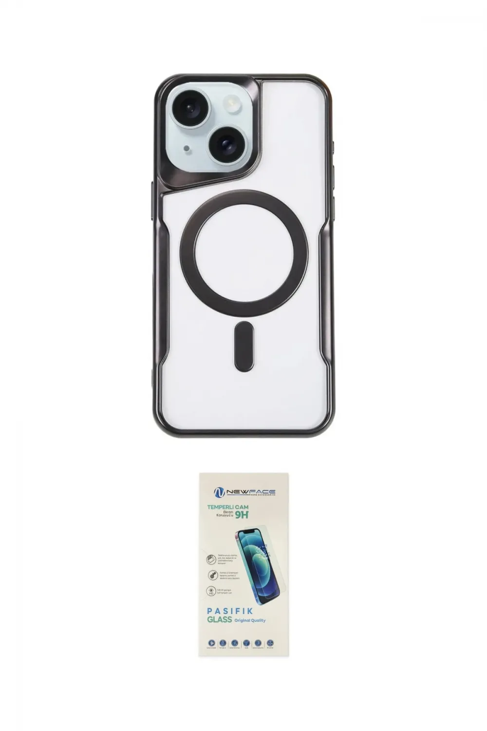 ieg™ iPhone 14 Kılıf Yadigar Klasik Özel Seri - Şeffaf Pasifik Cam Ekran Koruyucu