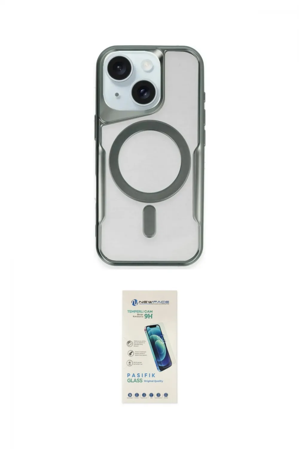 ieg™ iPhone 14 Kılıf Yadigar Klasik Özel Seri - Şeffaf Pasifik Cam Ekran Koruyucu