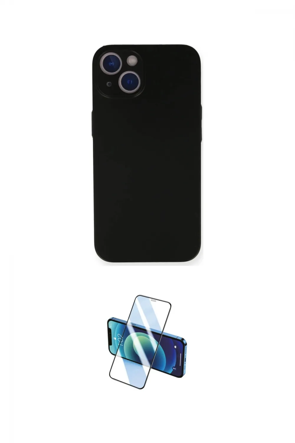 ieg™ iPhone 14 Kılıf Yadigar Yansıma Serisi - Siyah 3D Antistatik Cam Ekran Koruyucu
