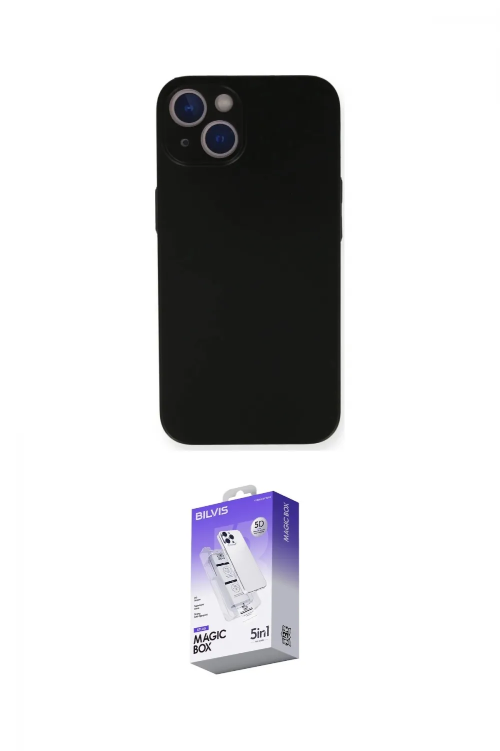 ieg™ iPhone 14 Kılıf Yadigar Yansıma Serisi - Siyah Bilvis 5in1 3D Magic Cam Ekran Koruyucu