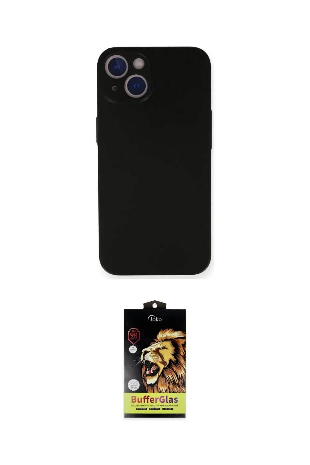 ieg™ iPhone 14 Kılıf Yadigar Yansıma Serisi - Siyah Buffer Cam Ekran Koruyucu