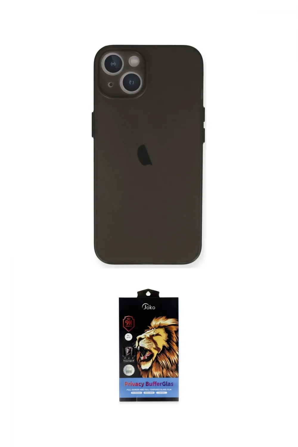 ieg™ iPhone 14 Kılıf Yadigar Yansıma Serisi - Siyah Buffer Hayalet Cam Ekran Koruyucu