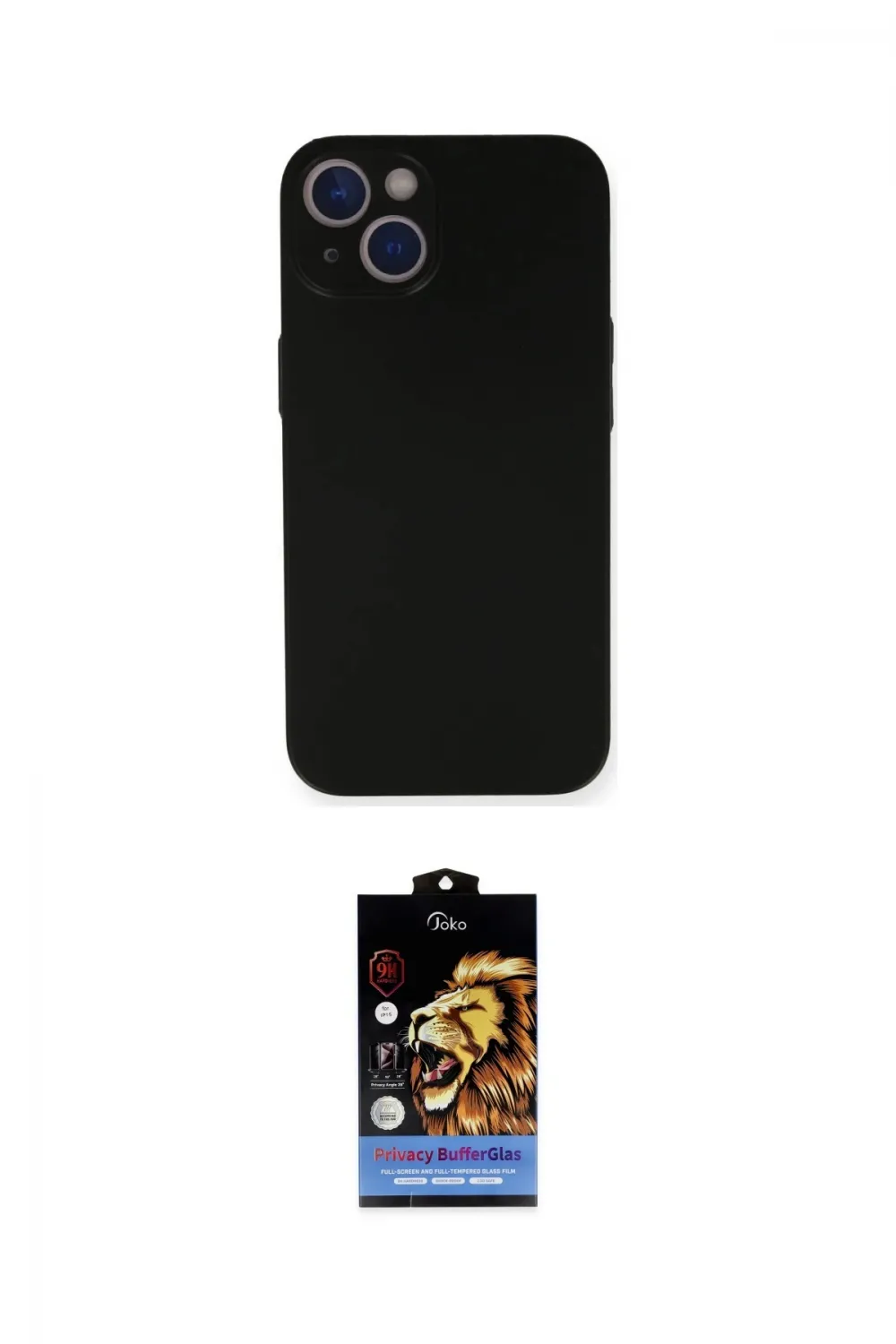 ieg™ iPhone 14 Kılıf Yadigar Yansıma Serisi - Siyah Buffer Hayalet Cam Ekran Koruyucu