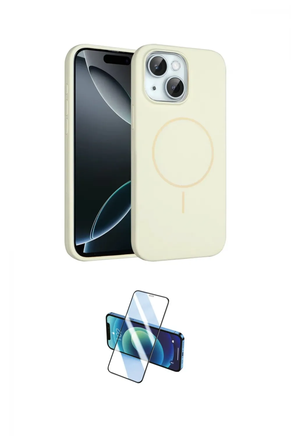 ieg™ iPhone 14 Kılıf Yankı Form Serisi - Siyah 3D Antistatik Cam Ekran Koruyucu