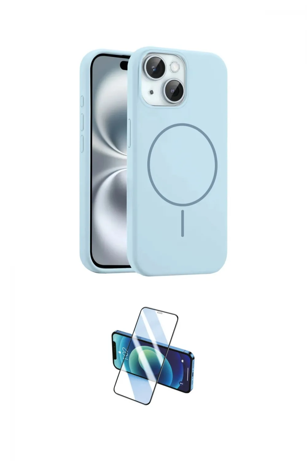 ieg™ iPhone 14 Kılıf Yankı Form Serisi - Siyah 3D Antistatik Cam Ekran Koruyucu