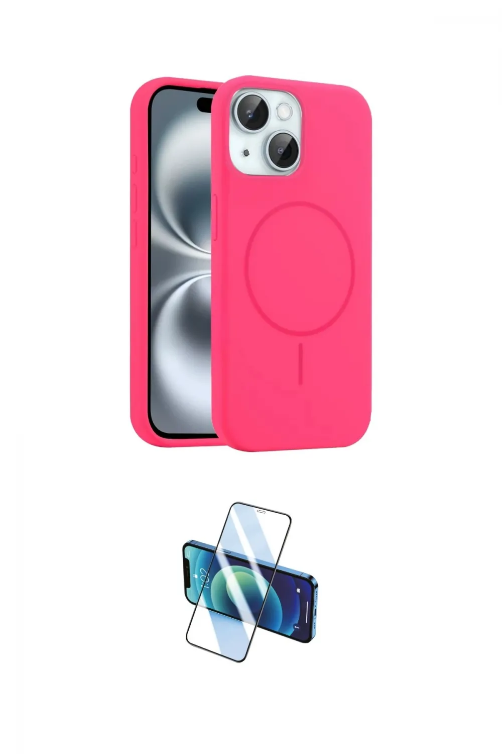 ieg™ iPhone 14 Kılıf Yankı Form Serisi - Siyah 3D Antistatik Cam Ekran Koruyucu