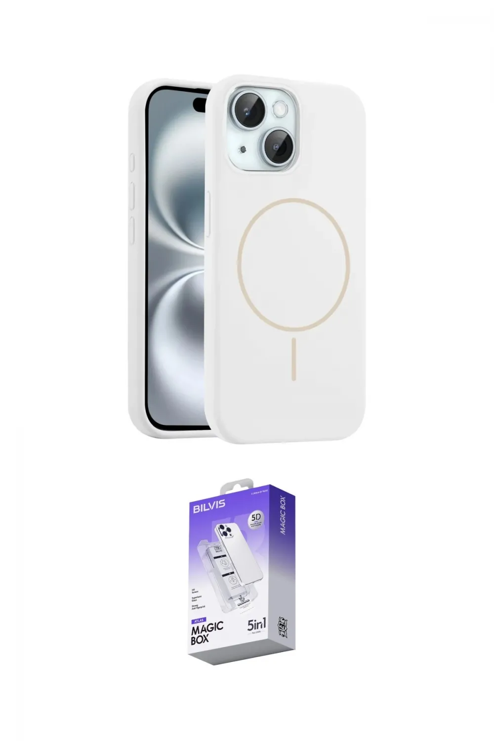 ieg™ iPhone 14 Kılıf Yankı Form Serisi - Siyah Bilvis 5in1 3D Magic Cam Ekran Koruyucu