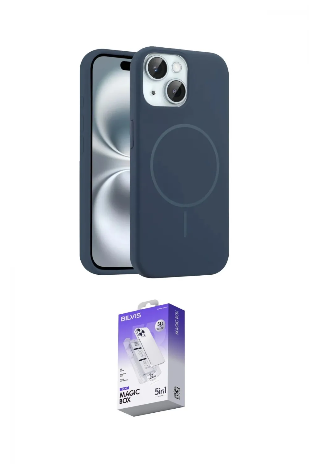 ieg™ iPhone 14 Kılıf Yankı Form Serisi - Siyah Bilvis 5in1 3D Magic Cam Ekran Koruyucu