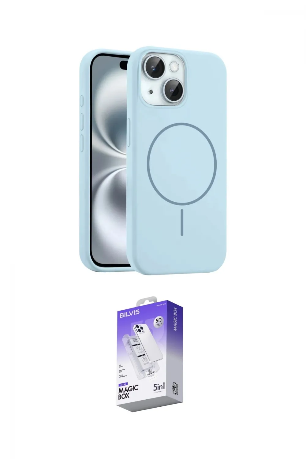 ieg™ iPhone 14 Kılıf Yankı Form Serisi - Siyah Bilvis 5in1 3D Magic Cam Ekran Koruyucu