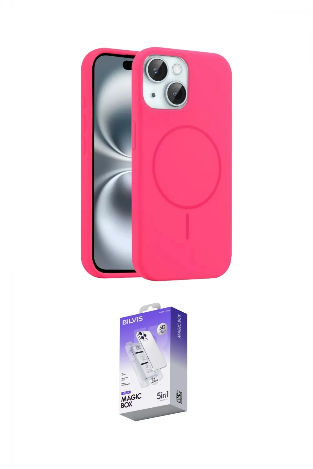 ieg™ iPhone 14 Kılıf Yankı Form Serisi - Siyah Bilvis 5in1 3D Magic Cam Ekran Koruyucu