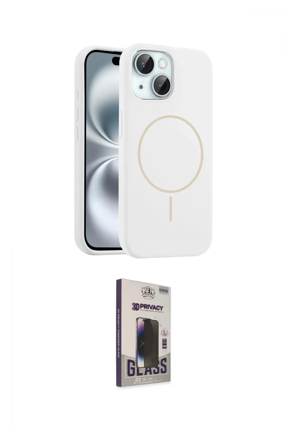 ieg™ iPhone 14 Kılıf Yankı Form Serisi - Siyah Bilvis Hayalet Cam Ekran Koruyucu