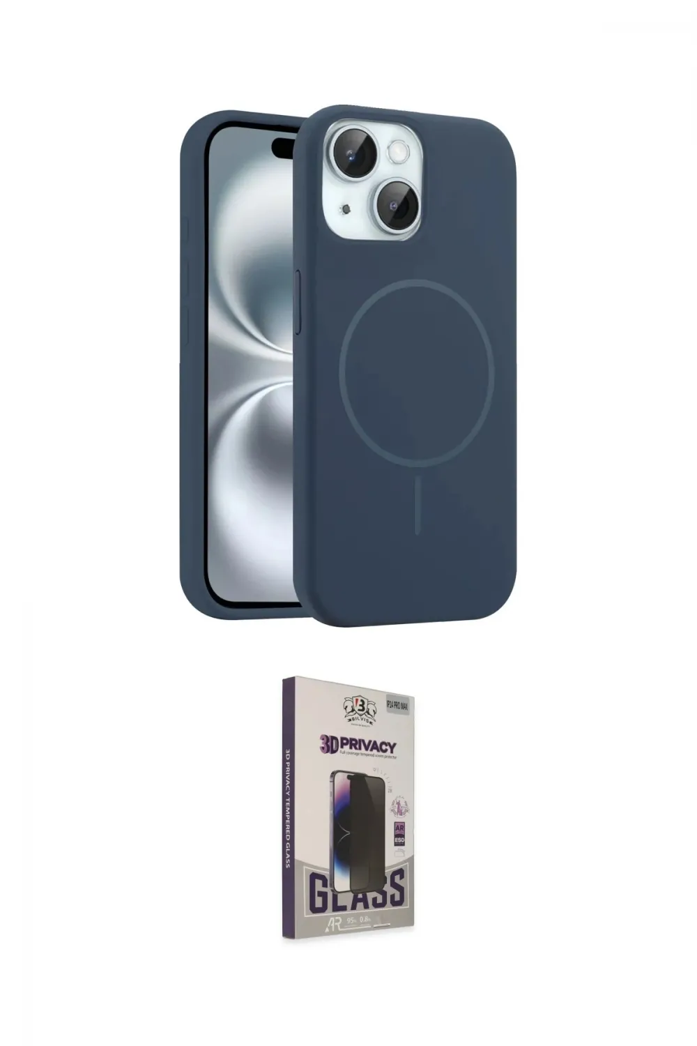 ieg™ iPhone 14 Kılıf Yankı Form Serisi - Siyah Bilvis Hayalet Cam Ekran Koruyucu