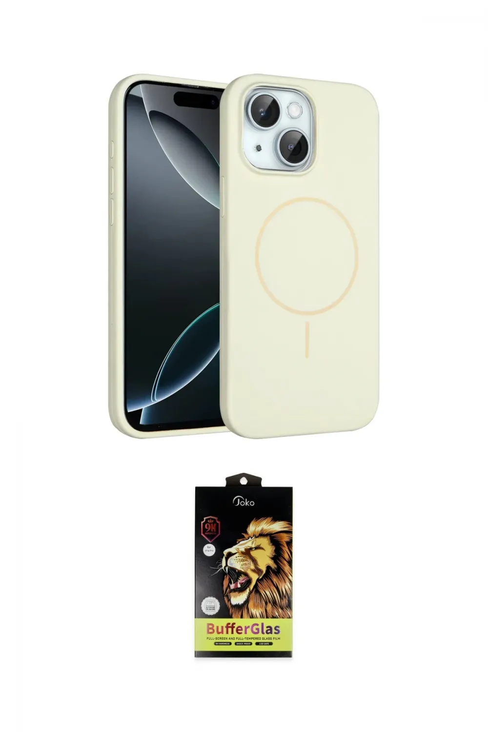 ieg™ iPhone 14 Kılıf Yankı Form Serisi - Siyah Buffer Cam Ekran Koruyucu