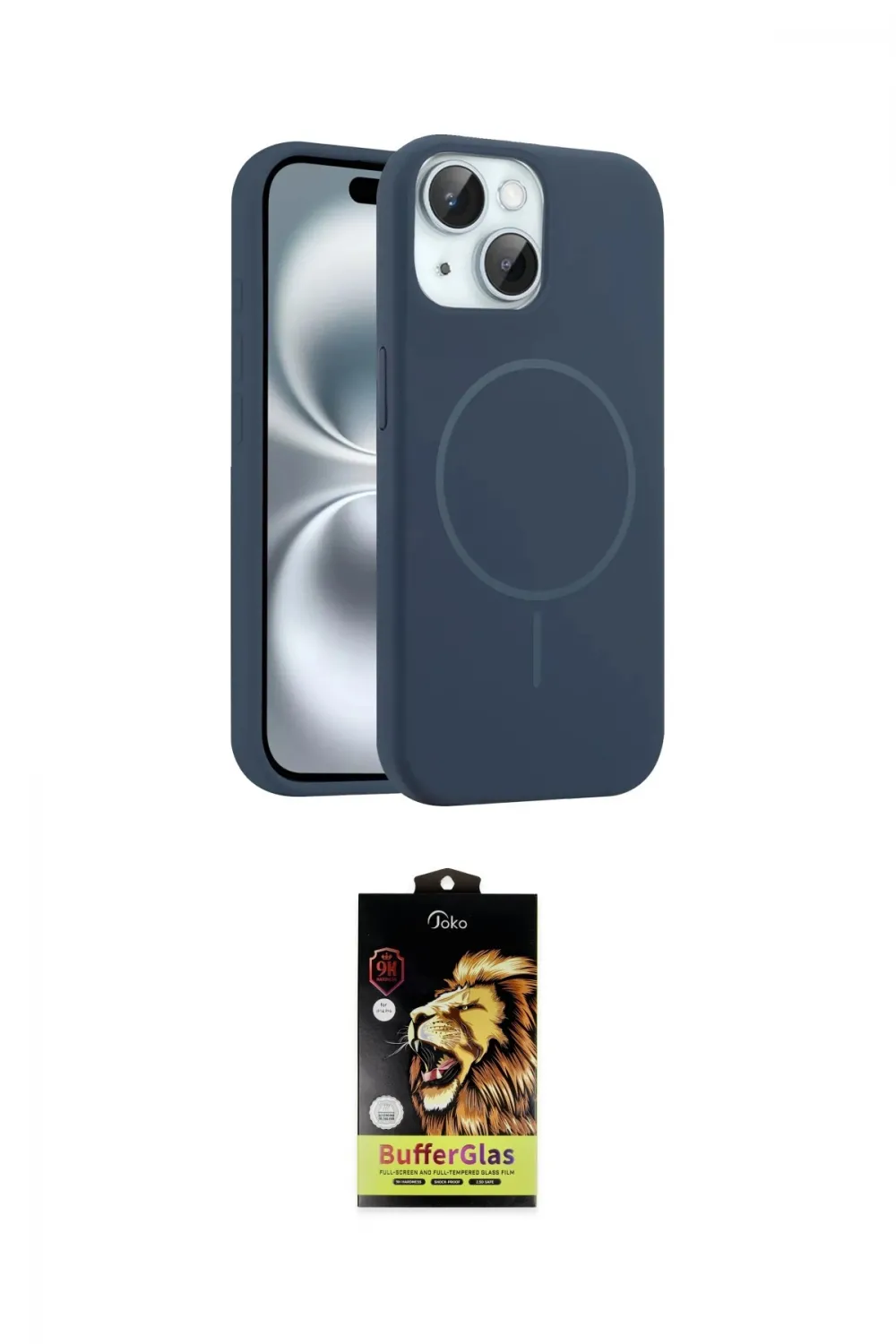 ieg™ iPhone 14 Kılıf Yankı Form Serisi - Siyah Buffer Cam Ekran Koruyucu
