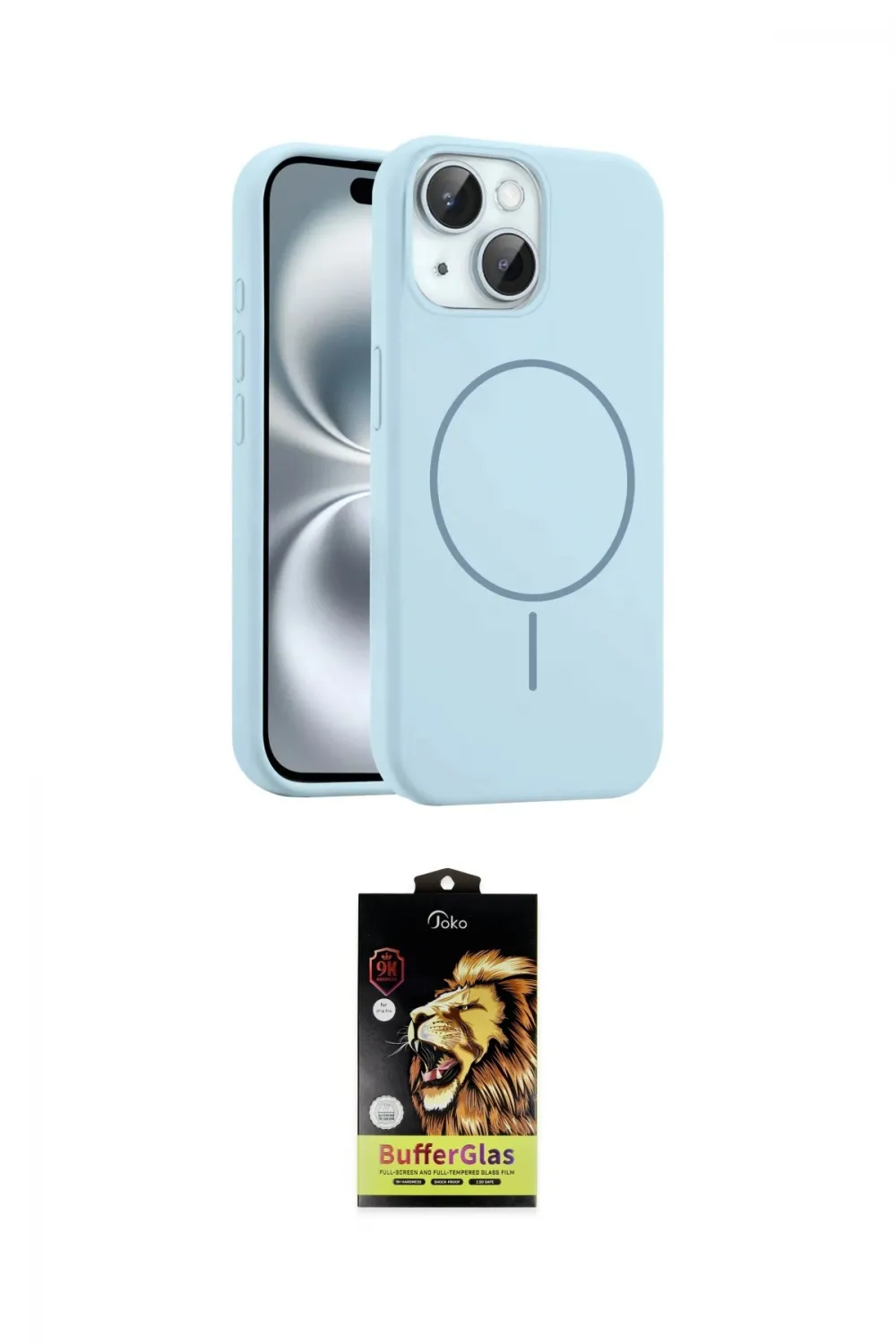 ieg™ iPhone 14 Kılıf Yankı Form Serisi - Siyah Buffer Cam Ekran Koruyucu