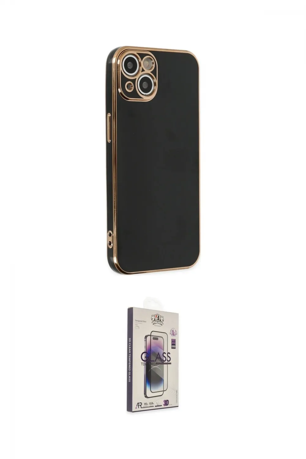 ieg™ iPhone 14 Kılıf Yankı Serisi - Siyah Bilvis 3D Cam Ekran Koruyucu