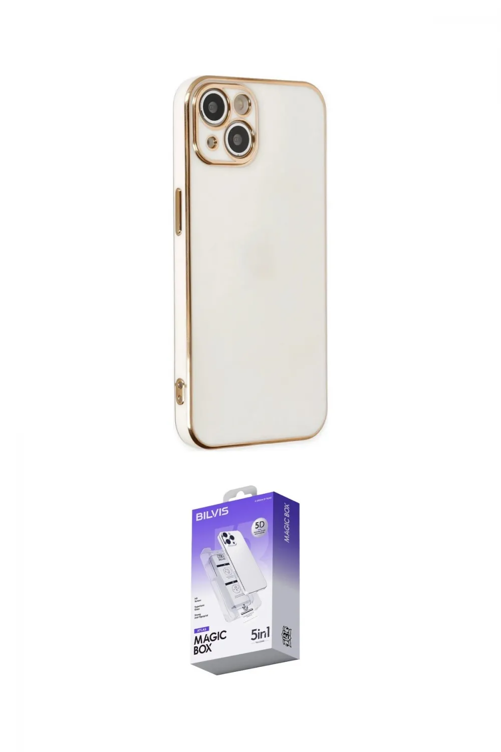 ieg™ iPhone 14 Kılıf Yankı Serisi - Siyah Bilvis 5in1 3D Magic Cam Ekran Koruyucu