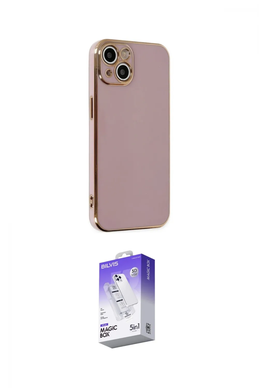 ieg™ iPhone 14 Kılıf Yankı Serisi - Siyah Bilvis 5in1 3D Magic Cam Ekran Koruyucu
