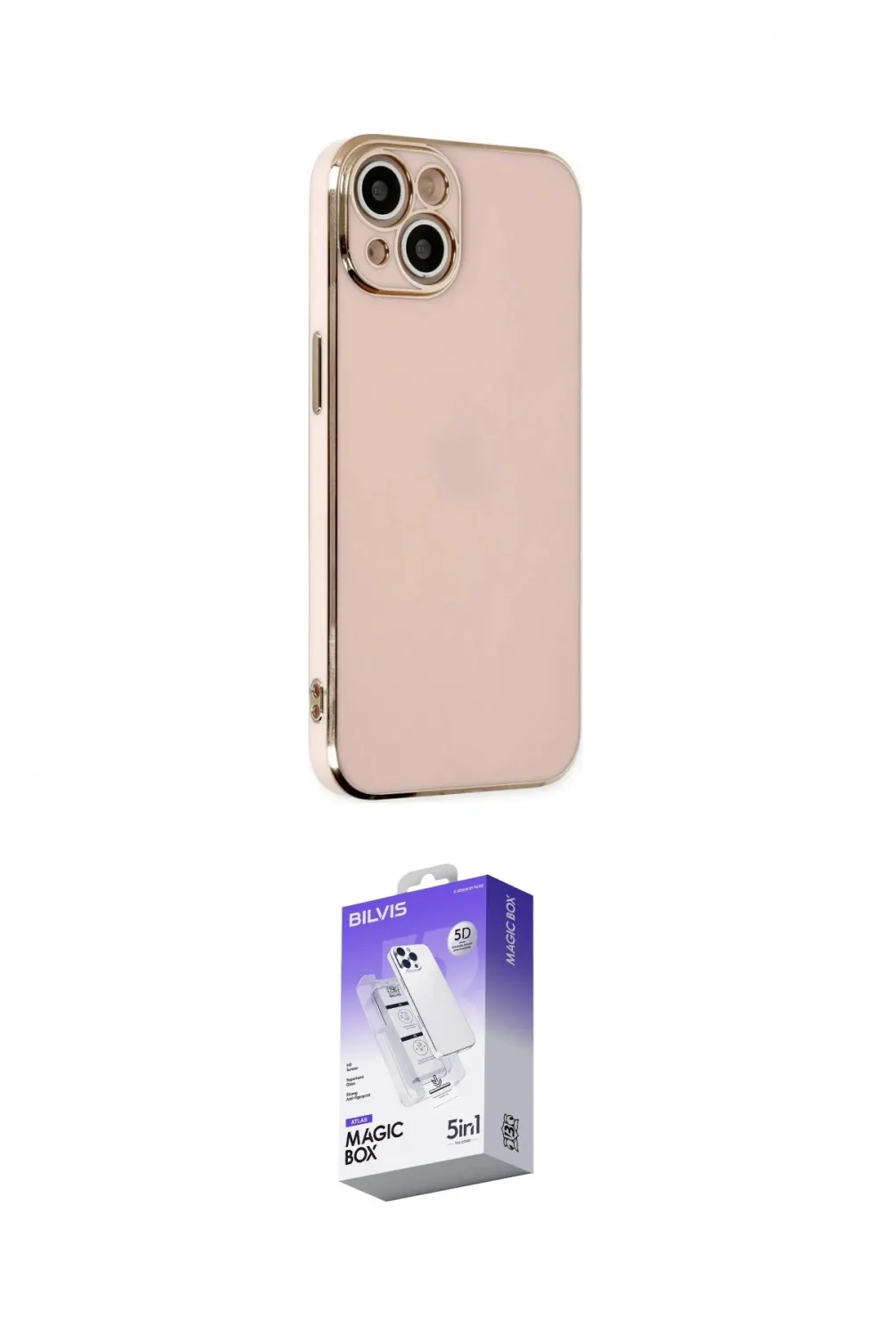ieg™ iPhone 14 Kılıf Yankı Serisi - Siyah Bilvis 5in1 3D Magic Cam Ekran Koruyucu
