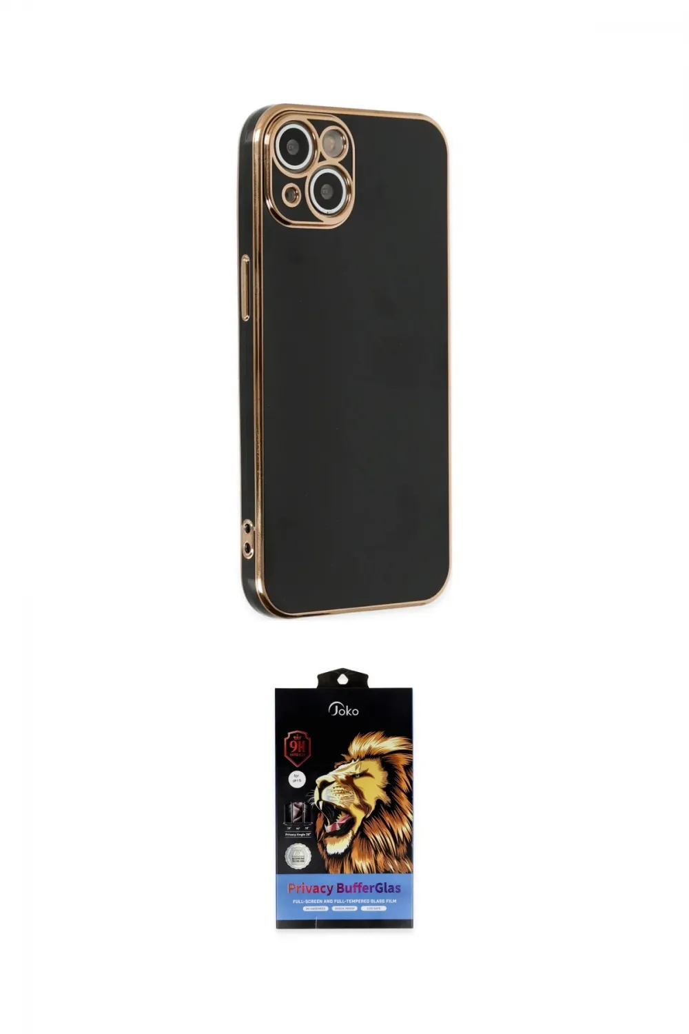 ieg™ iPhone 14 Kılıf Yankı Serisi - Siyah Buffer Hayalet Cam Ekran Koruyucu