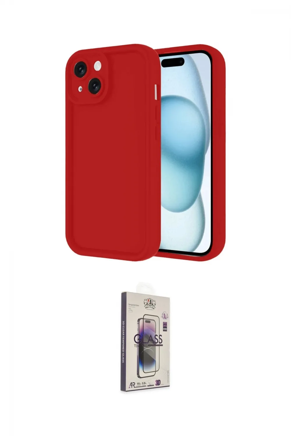 ieg™ iPhone 14 Kılıf Yankı Yansıma Özel Seri - Siyah Bilvis 3D Cam Ekran Koruyucu