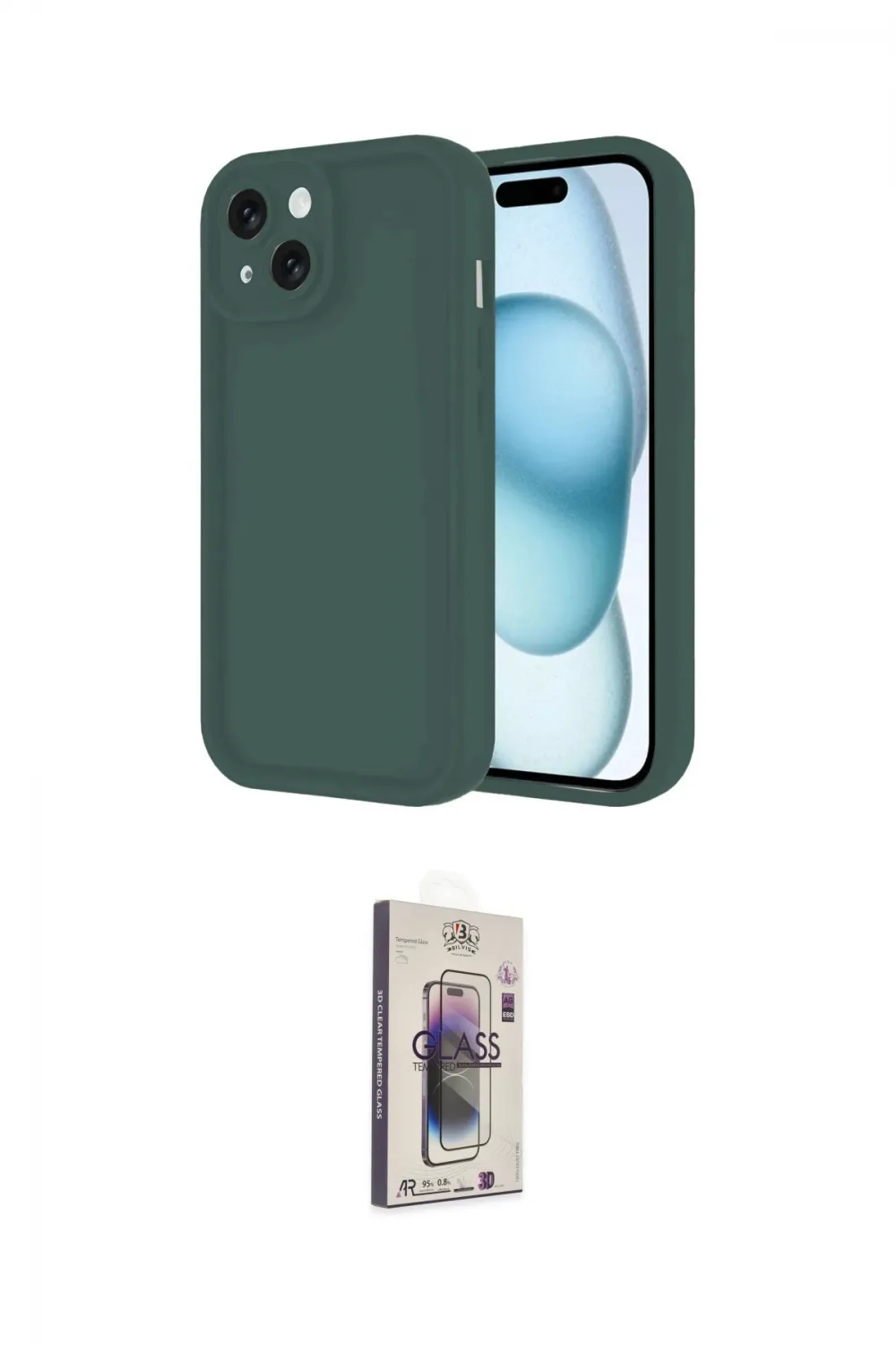 ieg™ iPhone 14 Kılıf Yankı Yansıma Özel Seri - Siyah Bilvis 3D Cam Ekran Koruyucu
