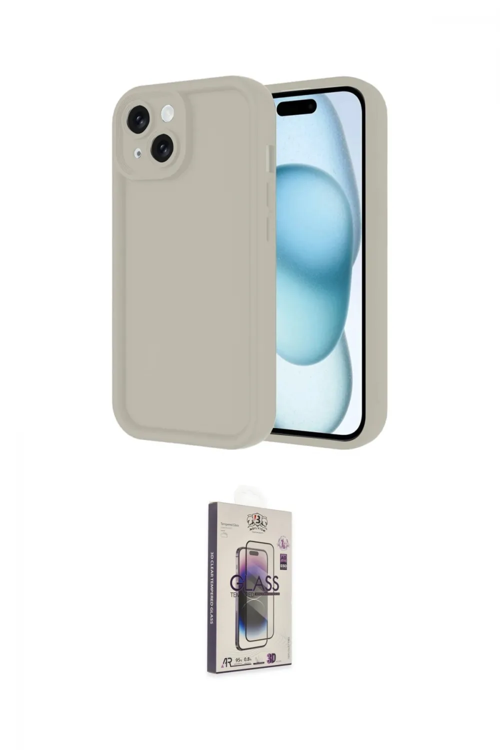 ieg™ iPhone 14 Kılıf Yankı Yansıma Özel Seri - Siyah Bilvis 3D Cam Ekran Koruyucu