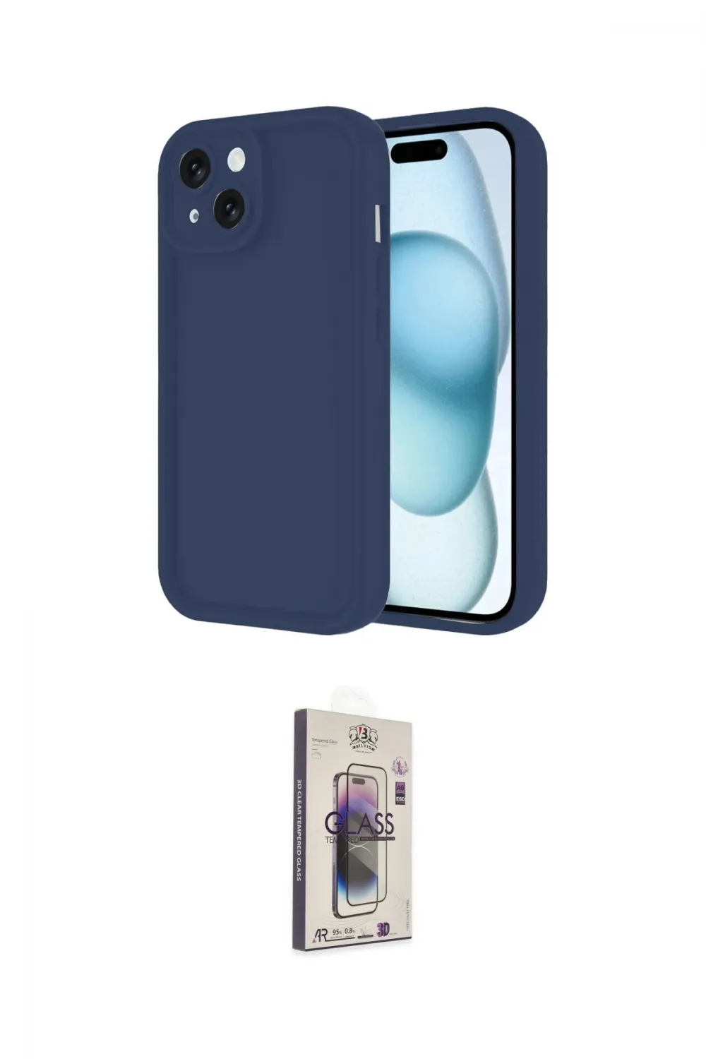 ieg™ iPhone 14 Kılıf Yankı Yansıma Özel Seri - Siyah Bilvis 3D Cam Ekran Koruyucu