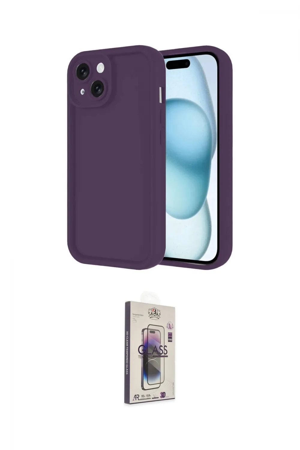 ieg™ iPhone 14 Kılıf Yankı Yansıma Özel Seri - Siyah Bilvis 3D Cam Ekran Koruyucu
