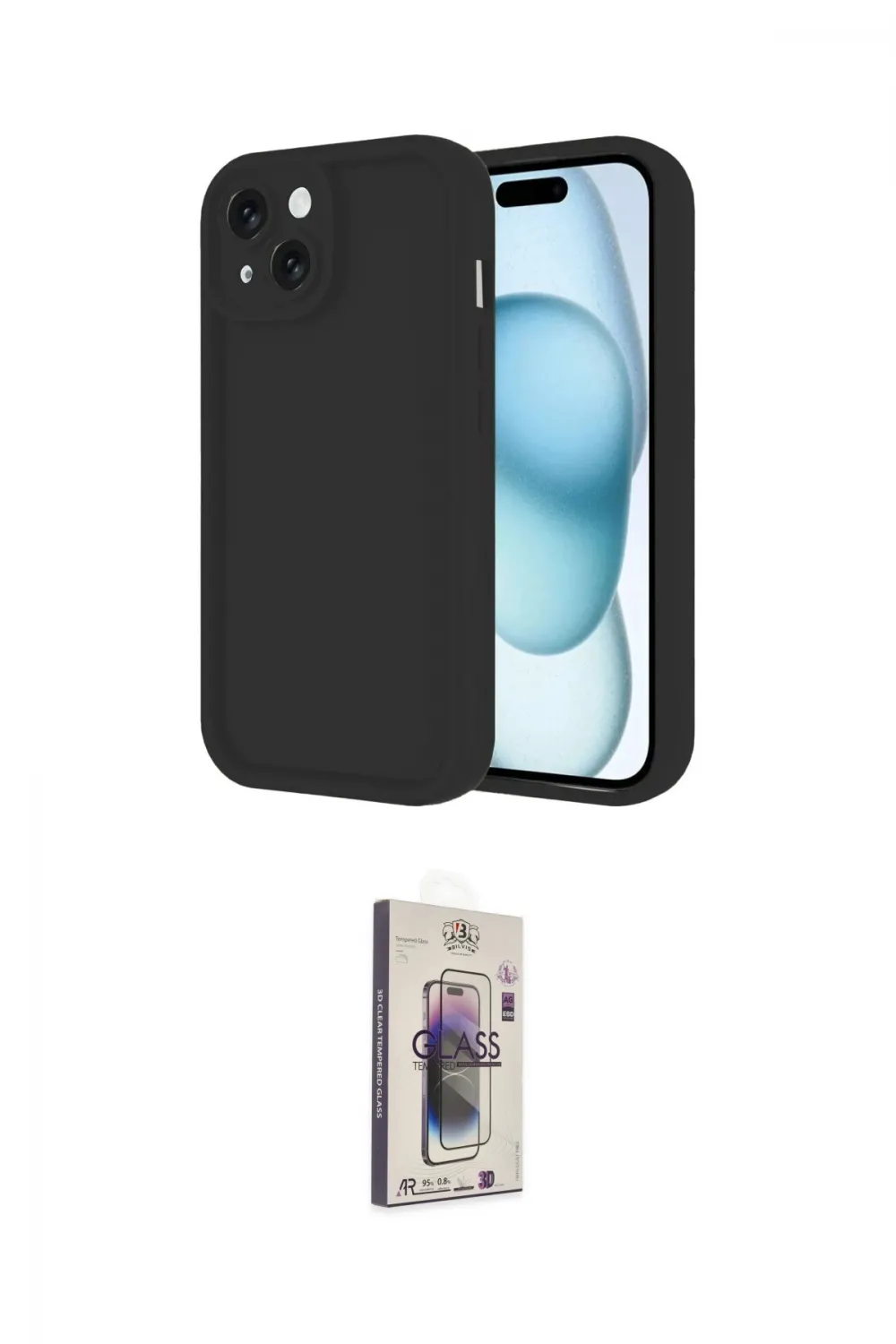 ieg™ iPhone 14 Kılıf Yankı Yansıma Özel Seri - Siyah Bilvis 3D Cam Ekran Koruyucu