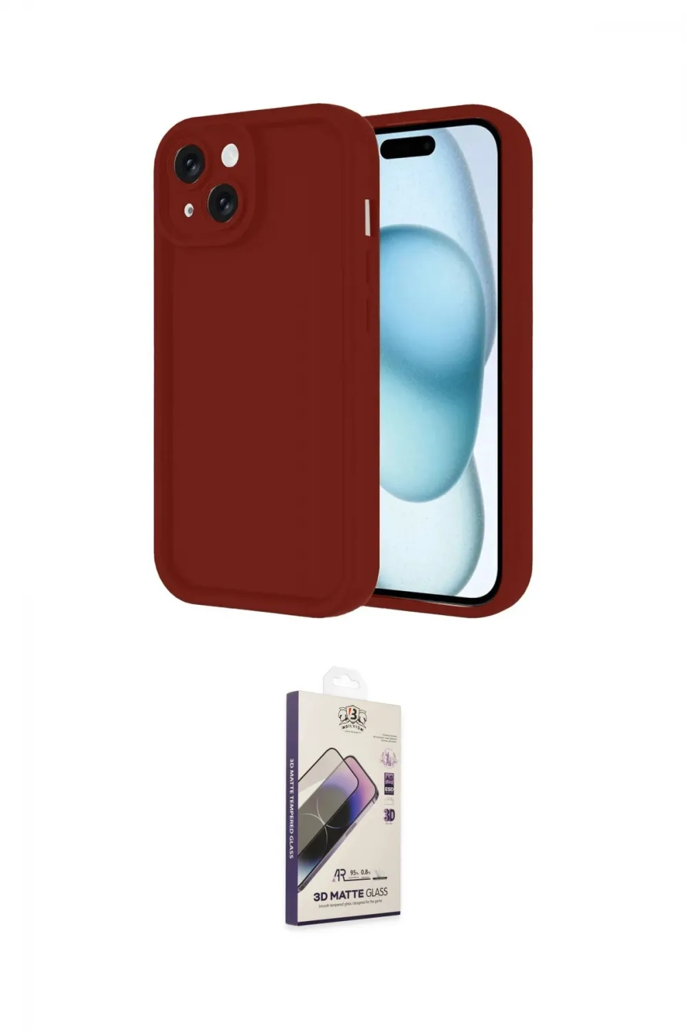 ieg™ iPhone 14 Kılıf Yankı Yansıma Özel Seri - Siyah Bilvis 3D Mat Cam Ekran Koruyucu