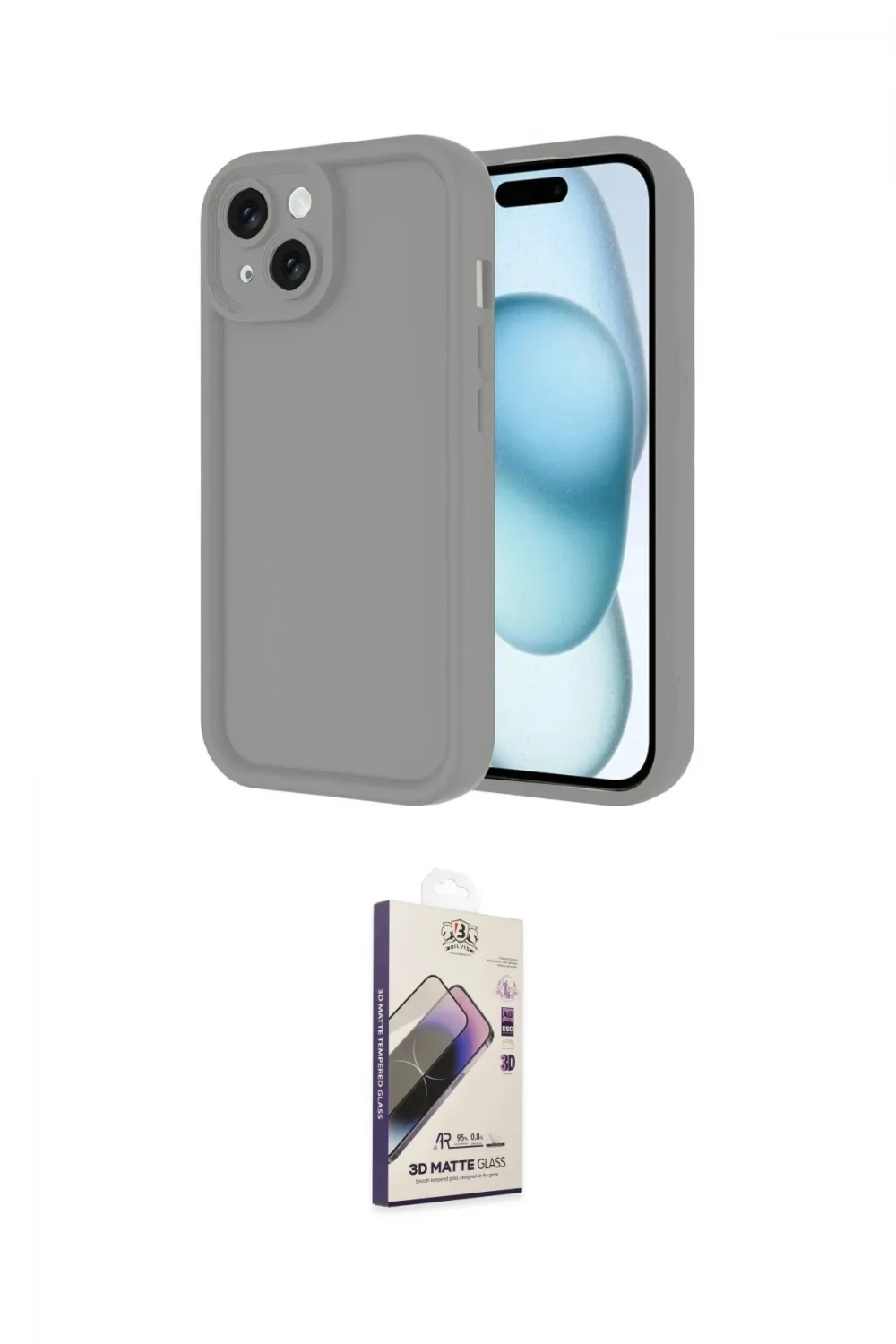 ieg™ iPhone 14 Kılıf Yankı Yansıma Özel Seri - Siyah Bilvis 3D Mat Cam Ekran Koruyucu