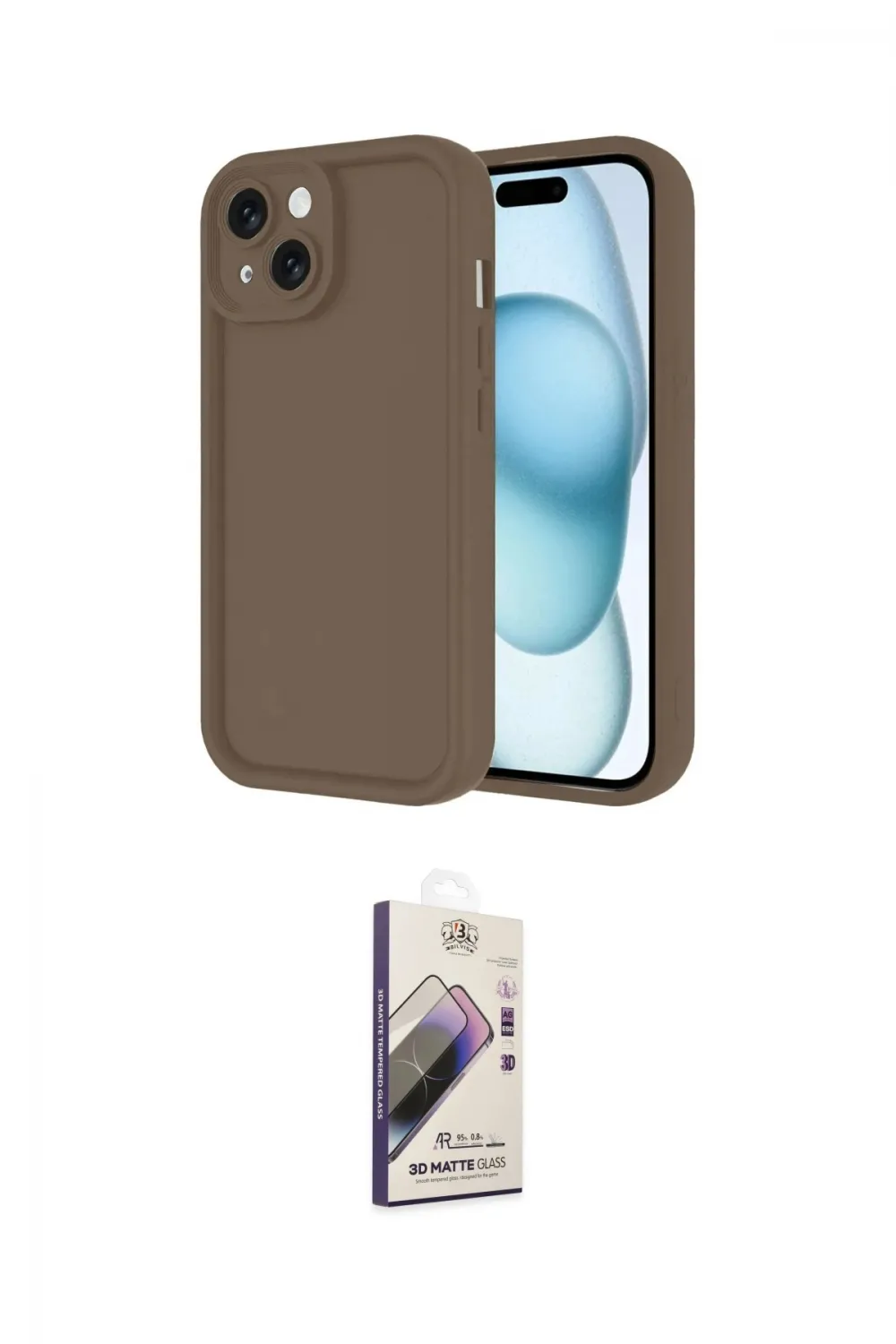 ieg™ iPhone 14 Kılıf Yankı Yansıma Özel Seri - Siyah Bilvis 3D Mat Cam Ekran Koruyucu