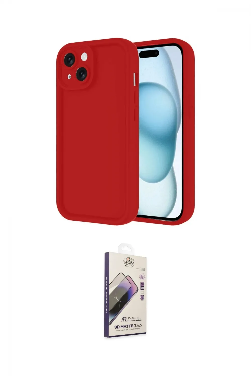 ieg™ iPhone 14 Kılıf Yankı Yansıma Özel Seri - Siyah Bilvis 3D Mat Cam Ekran Koruyucu