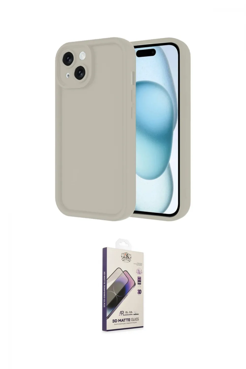 ieg™ iPhone 14 Kılıf Yankı Yansıma Özel Seri - Siyah Bilvis 3D Mat Cam Ekran Koruyucu