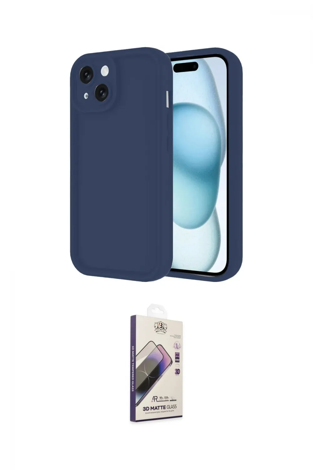 ieg™ iPhone 14 Kılıf Yankı Yansıma Özel Seri - Siyah Bilvis 3D Mat Cam Ekran Koruyucu