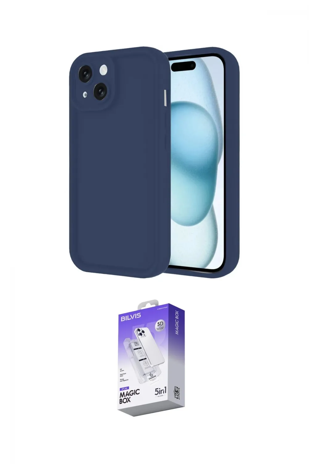 ieg™ iPhone 14 Kılıf Yankı Yansıma Özel Seri - Siyah Bilvis 5in1 3D Magic Cam Ekran Koruyucu