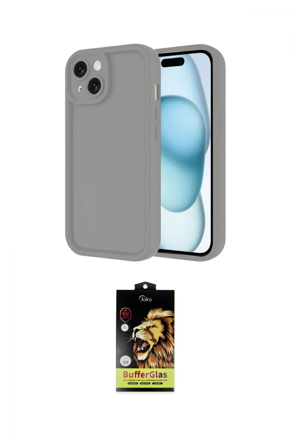 ieg™ iPhone 14 Kılıf Yankı Yansıma Özel Seri - Siyah Buffer Cam Ekran Koruyucu