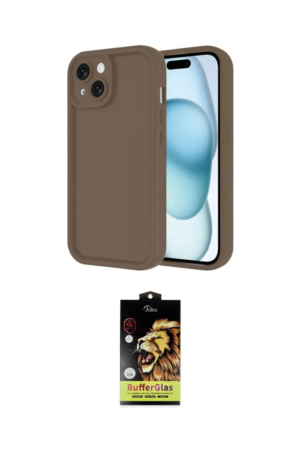 ieg™ iPhone 14 Kılıf Yankı Yansıma Özel Seri - Siyah Buffer Cam Ekran Koruyucu