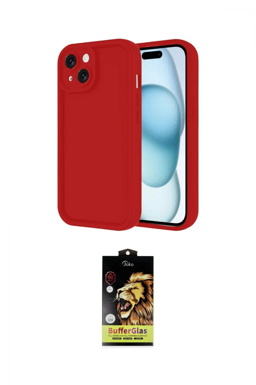 ieg™ iPhone 14 Kılıf Yankı Yansıma Özel Seri - Siyah Buffer Cam Ekran Koruyucu
