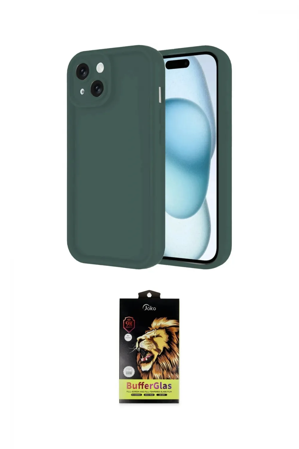 ieg™ iPhone 14 Kılıf Yankı Yansıma Özel Seri - Siyah Buffer Cam Ekran Koruyucu