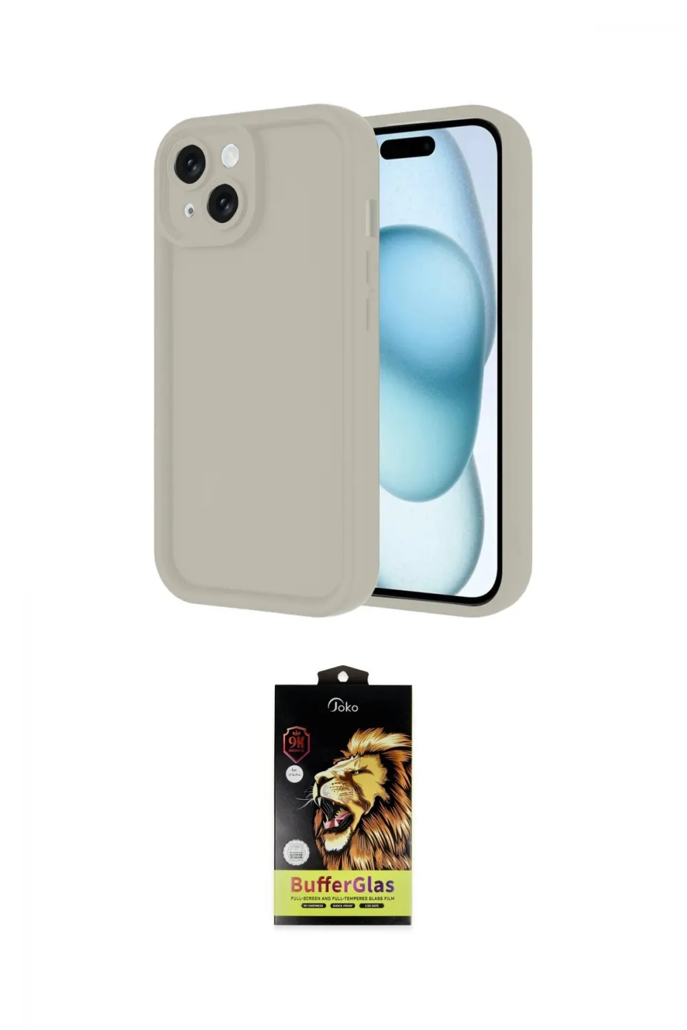 ieg™ iPhone 14 Kılıf Yankı Yansıma Özel Seri - Siyah Buffer Cam Ekran Koruyucu