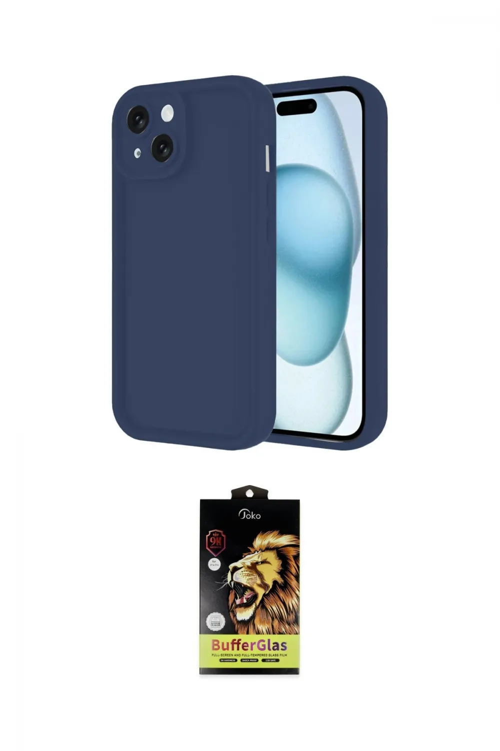 ieg™ iPhone 14 Kılıf Yankı Yansıma Özel Seri - Siyah Buffer Cam Ekran Koruyucu