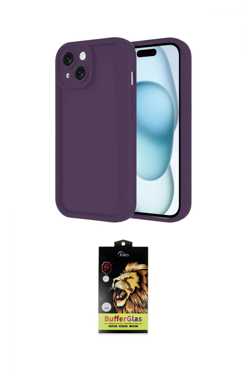 ieg™ iPhone 14 Kılıf Yankı Yansıma Özel Seri - Siyah Buffer Cam Ekran Koruyucu