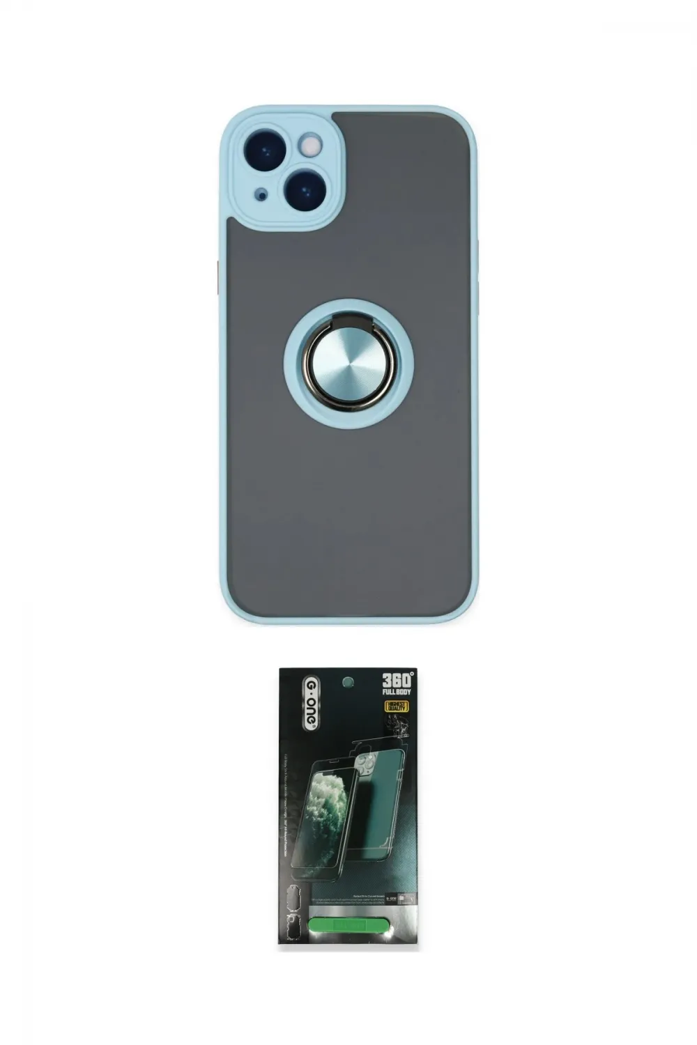 ieg™ iPhone 14 Kılıf Yörünge Çizgi - Şeffaf 360 Full Body Arka Koruyucu