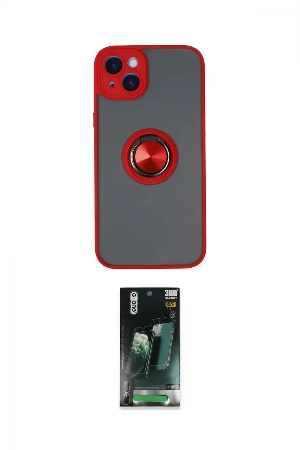 ieg™ iPhone 14 Kılıf Yörünge Çizgi - Şeffaf 360 Full Body Arka Koruyucu